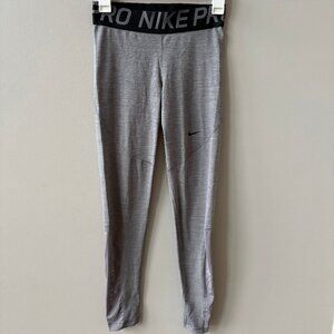 Nike Pro Women's Mid-Rise Mesh-Paneled Leggings, Smoke Grey/Heather/Black/White